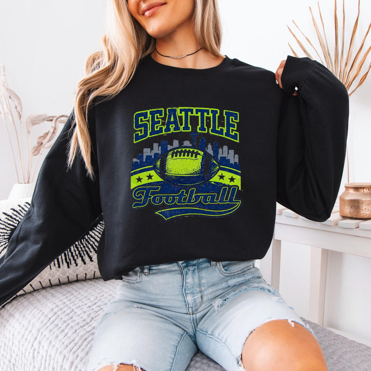 Seattle Football Sweatshirt, Vintage Football Graphic Hoodie, Seattle Sports Fan Crewneck, Game Day Pullover, Unisex Football Sweatshirt