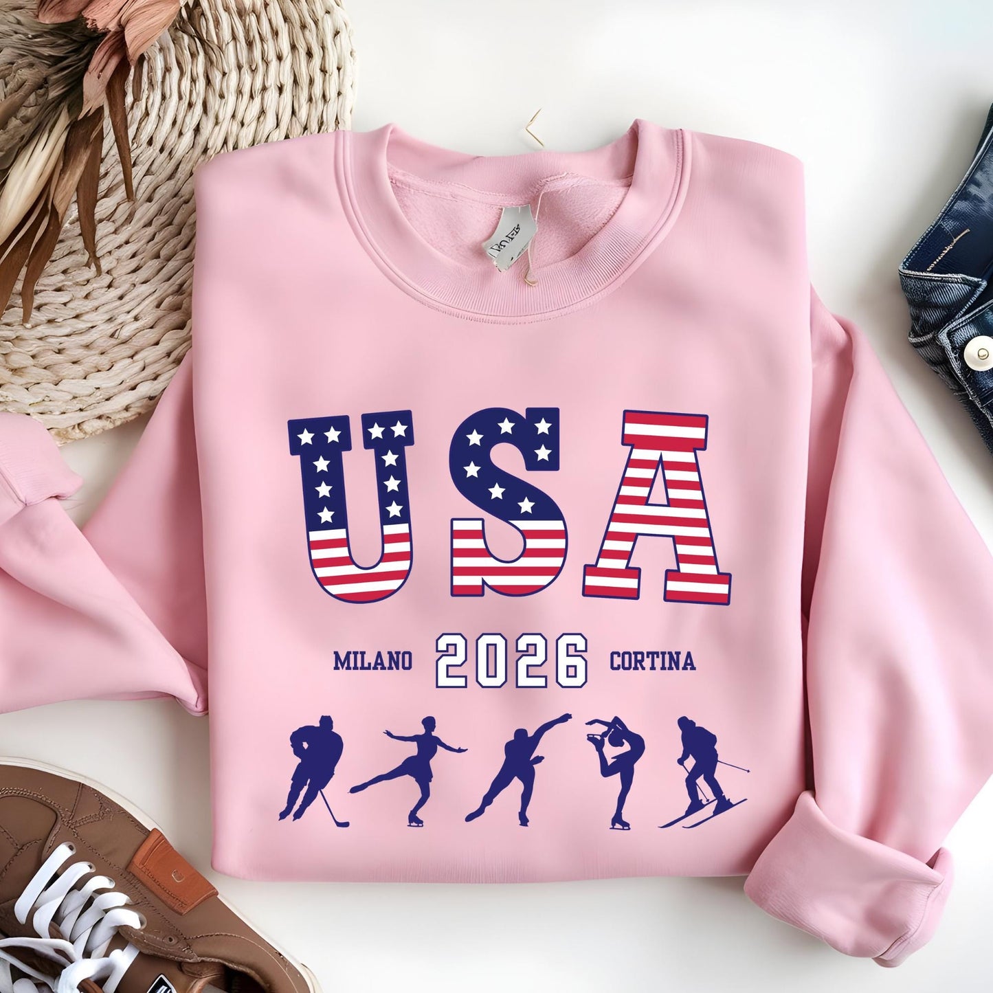 USA Milano Cortina 2026 Sweatshirt, Personalized Family Name Shirt, USA Support Hoodie
