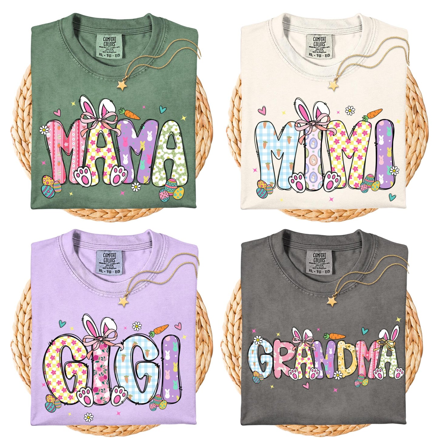 Comfort Colors® Family Easter Tee, Gigi Nana Mama Mimi Easter Shirt, Spring Holiday Shirt, Easter Bunny Gift