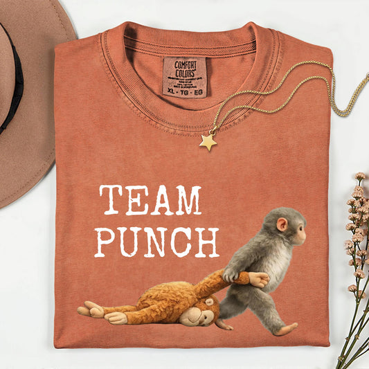 Comfort Colors® Monkey Punch Graphic Shirt, Baby Monkey Holding Plush Toy Tee, Animal Lover Gift, Team Punch Shirts