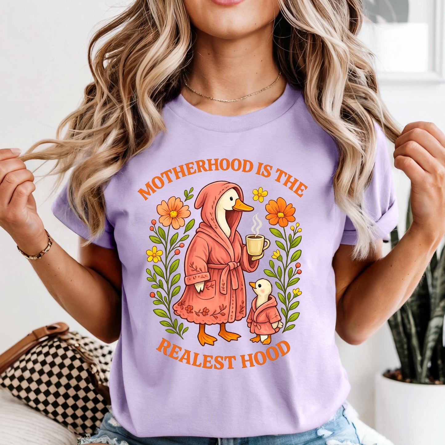 Comfort Colors® Silly Mom Goose, Motherhood is the Realest Hood Tee, Mom Gift, Boho Retro Mama Shirt