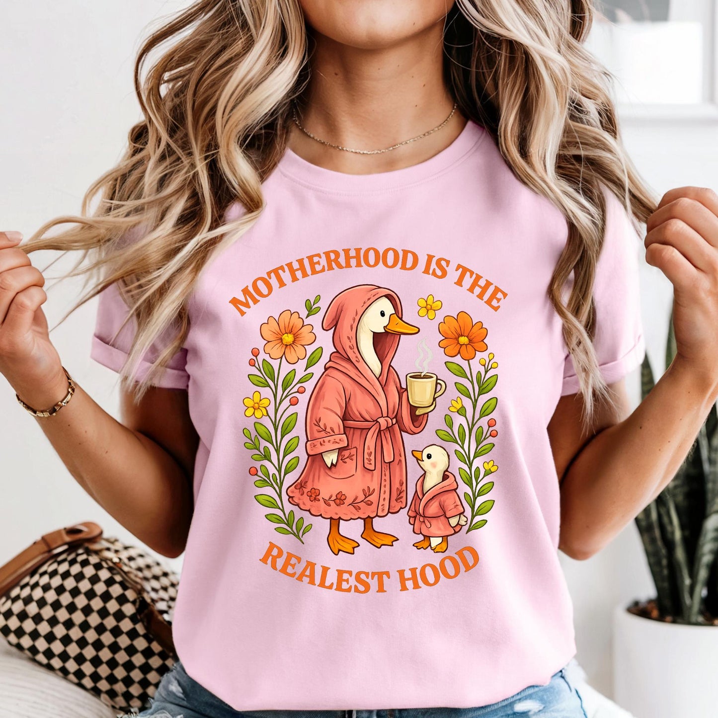 Comfort Colors® Silly Mom Goose, Motherhood is the Realest Hood Tee, Mom Gift, Boho Retro Mama Shirt