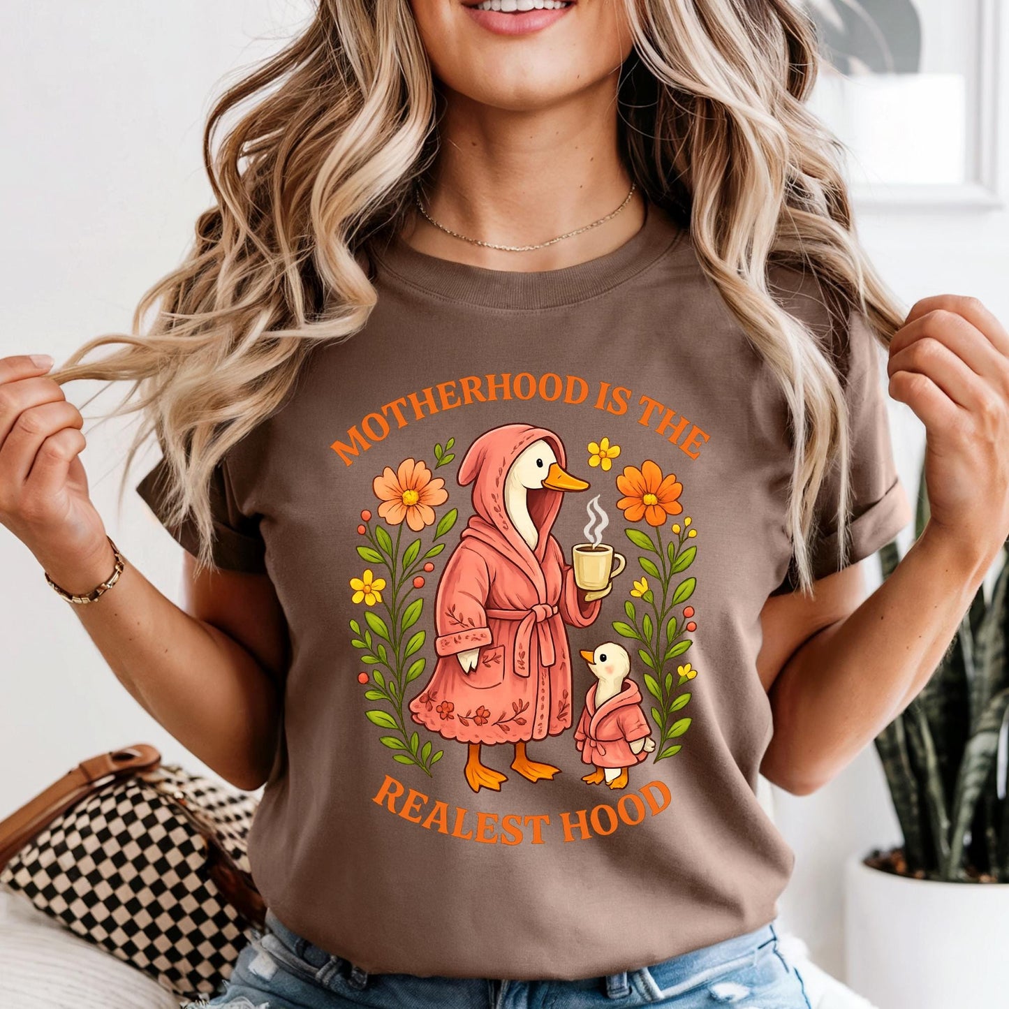 Comfort Colors® Silly Mom Goose, Motherhood is the Realest Hood Tee, Mom Gift, Boho Retro Mama Shirt