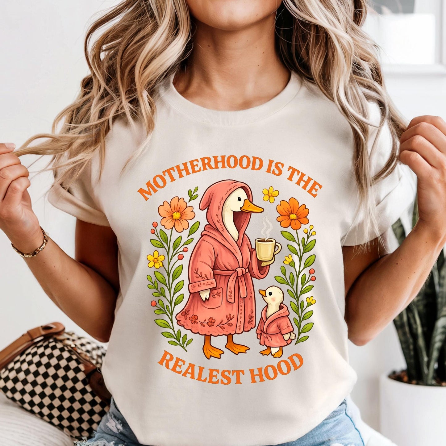 Comfort Colors® Silly Mom Goose, Motherhood is the Realest Hood Tee, Mom Gift, Boho Retro Mama Shirt