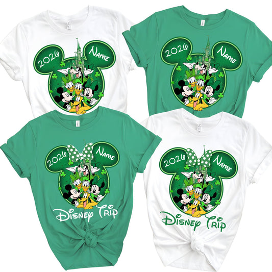 Disney St Patrick's Day Shirt, Custom St. Patrick's Disney Characters Tee, Mickey and Friends Irish Lucky