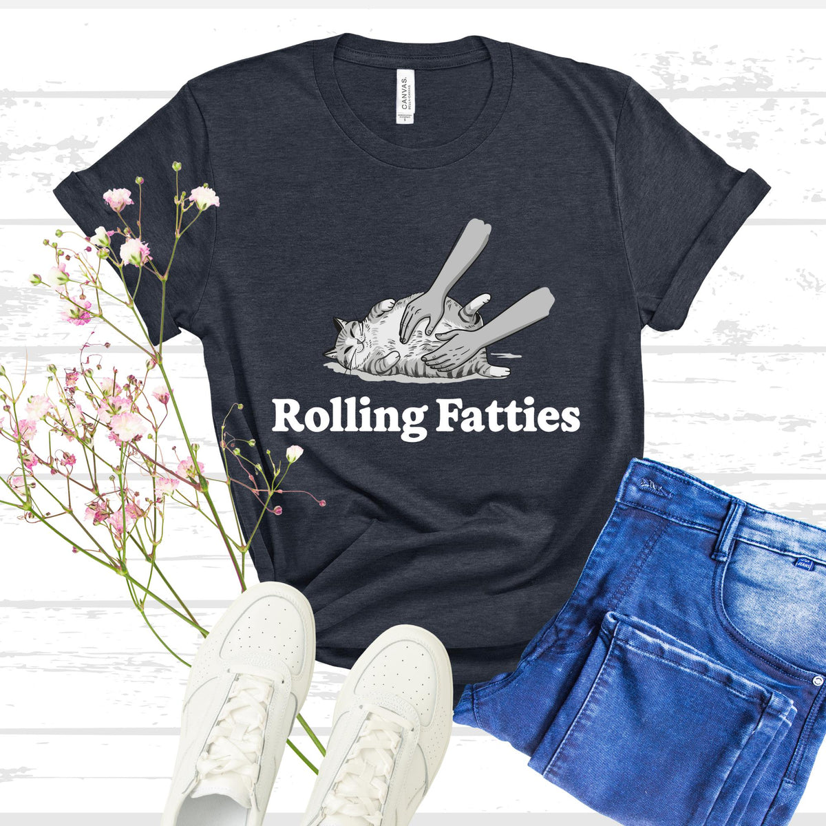 Rolling Fatties Cat Shirt, Funny Cat Lover T Shirt, Cute Chubby Cat Graphic Tee, Cat Mom Gift, Unisex Animal Humor Shirt