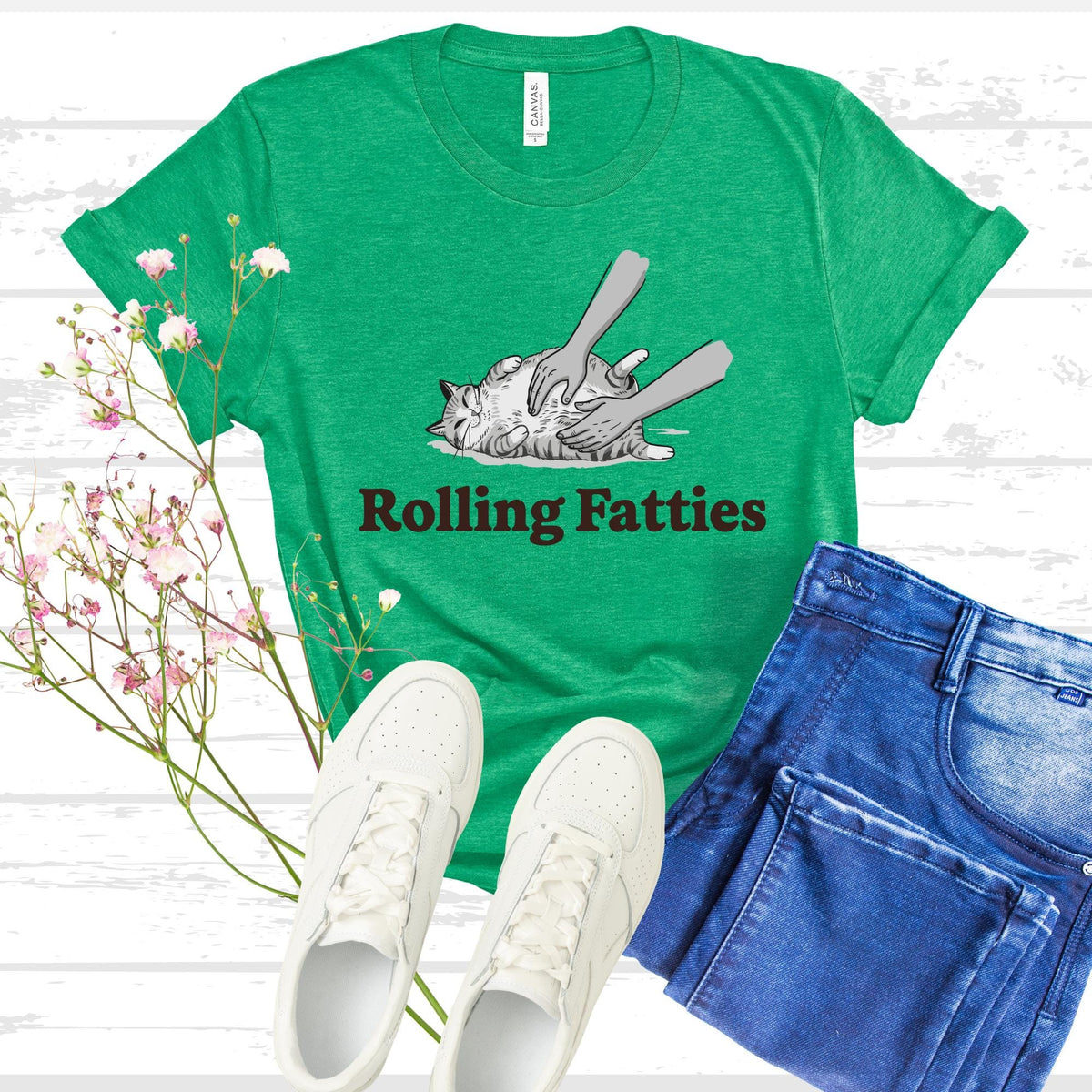 Rolling Fatties Cat Shirt, Funny Cat Lover T Shirt, Cute Chubby Cat Graphic Tee, Cat Mom Gift, Unisex Animal Humor Shirt