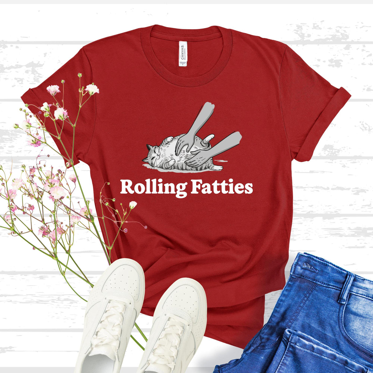 Rolling Fatties Cat Shirt, Funny Cat Lover T Shirt, Cute Chubby Cat Graphic Tee, Cat Mom Gift, Unisex Animal Humor Shirt