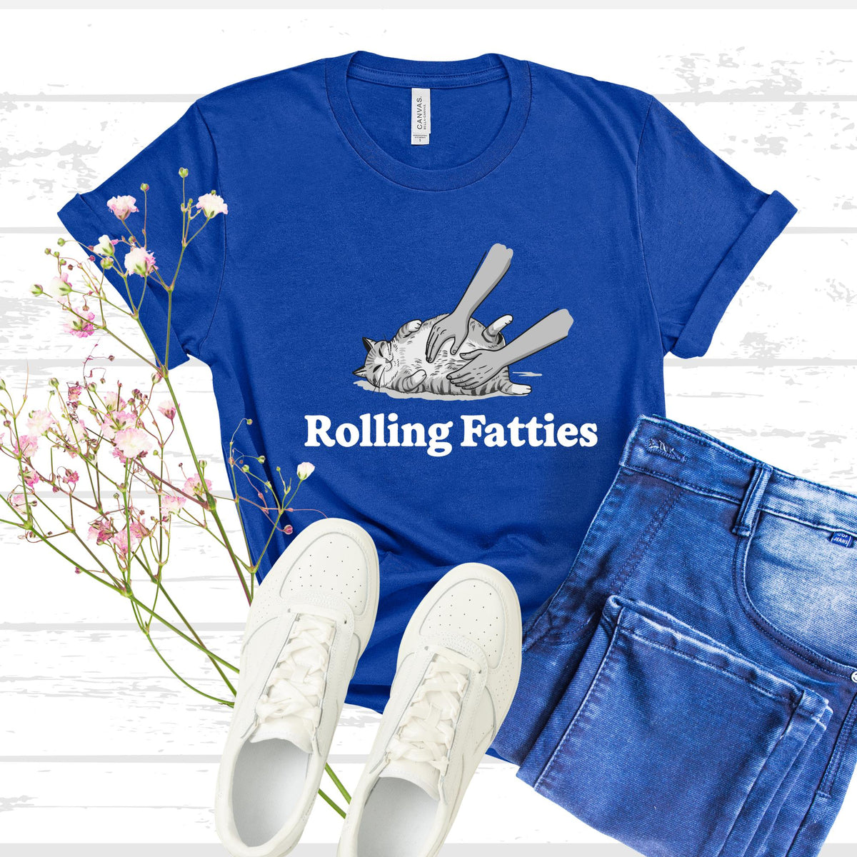 Rolling Fatties Cat Shirt, Funny Cat Lover T Shirt, Cute Chubby Cat Graphic Tee, Cat Mom Gift, Unisex Animal Humor Shirt