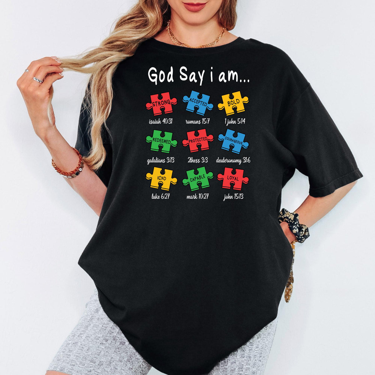 Comfort Colors® Christian Autism Awareness Shirt, God Says I Am Bible Verse Tee, Faith Gift