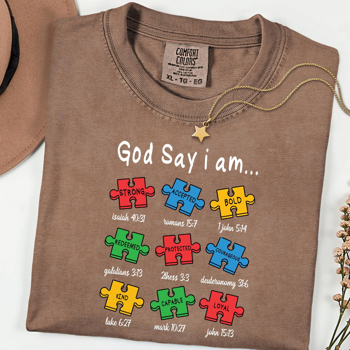 Comfort Colors® Christian Autism Awareness Shirt, God Says I Am Bible Verse Tee, Faith Gift