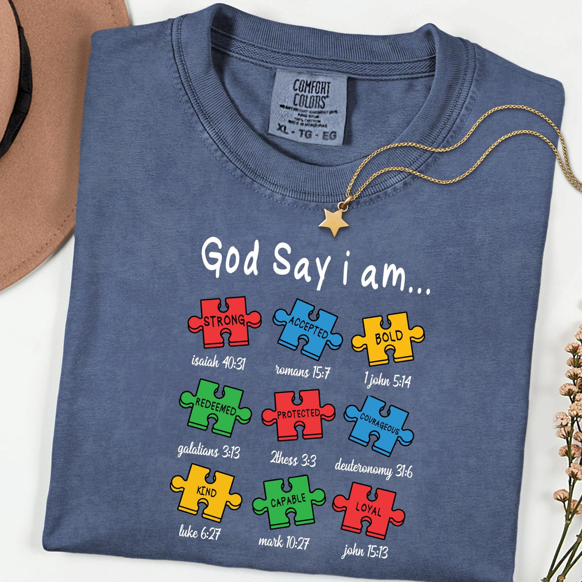 Comfort Colors® Christian Autism Awareness Shirt, God Says I Am Bible Verse Tee, Faith Gift