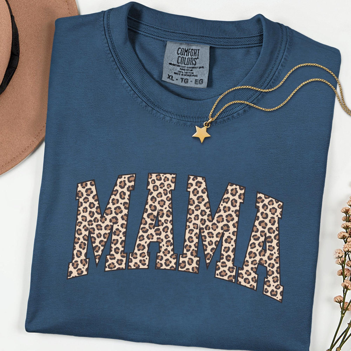 Comfort Colors® Leopard Mama Shirt, Retro Varsity Style Mom Graphic Tee, Trendy Leopard Print Top, Mother’s Day or Birthday Gift