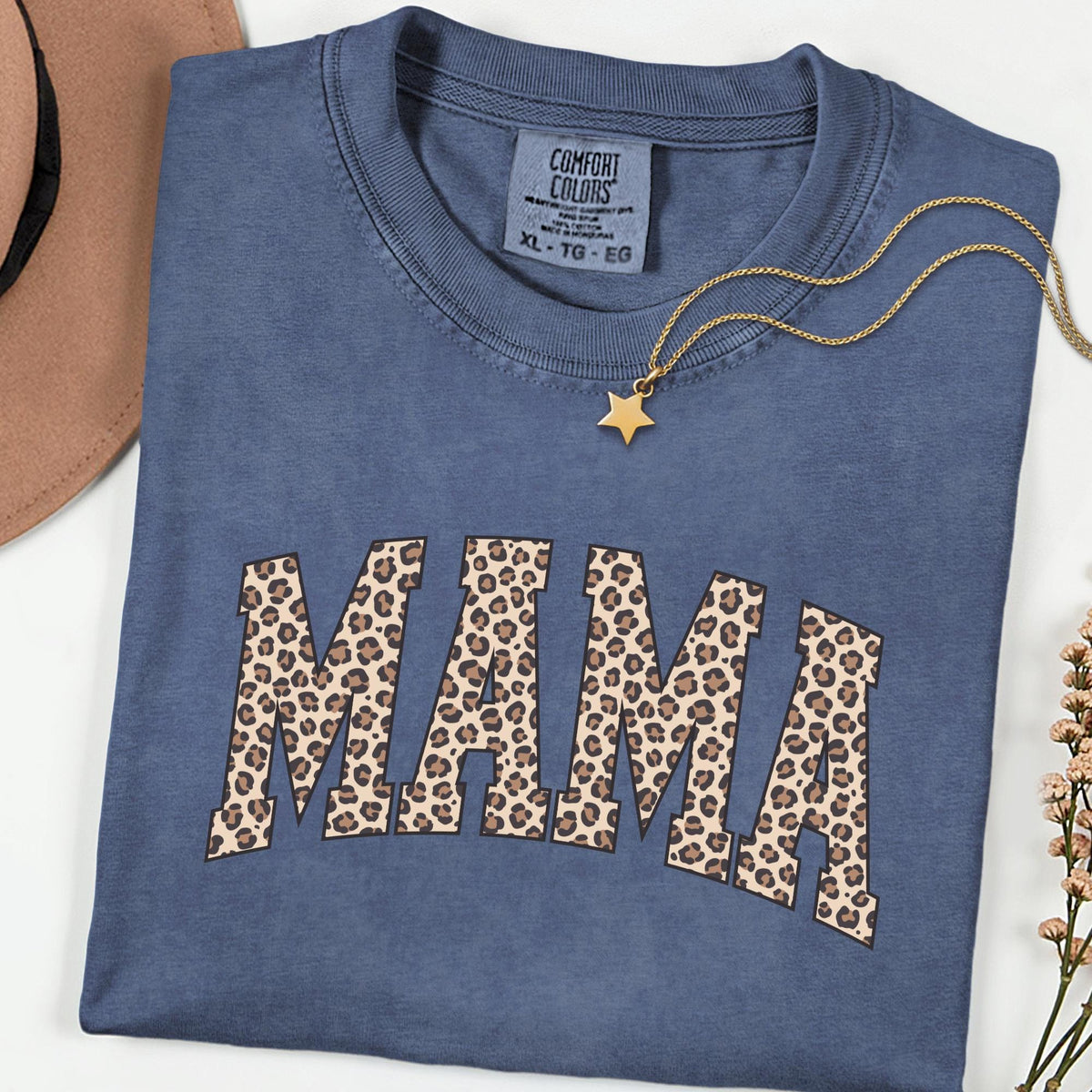 Comfort Colors® Leopard Mama Shirt, Retro Varsity Style Mom Graphic Tee, Trendy Leopard Print Top, Mother’s Day or Birthday Gift