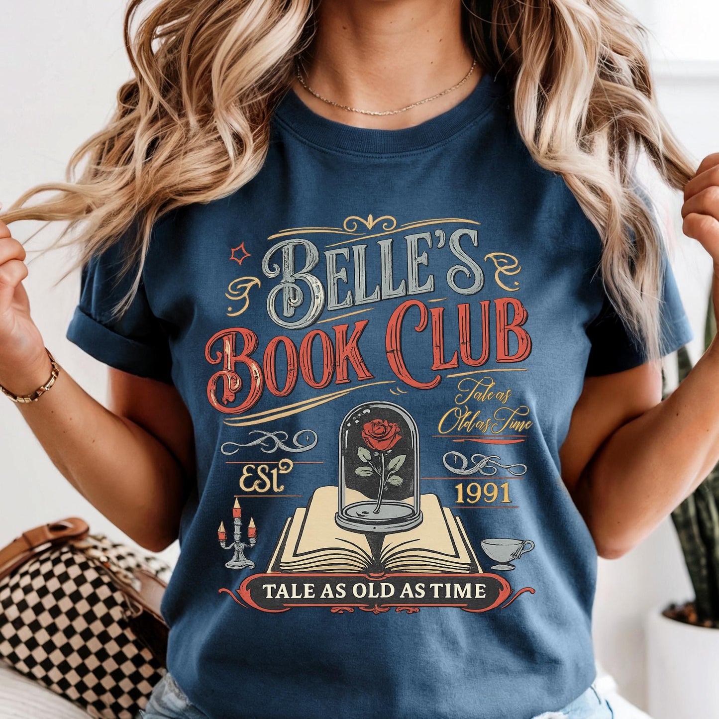 Disney Belle Book Club Shirt, Comfort Colors Bookish Tee, Vintage Style Reading Shirts For Women, Tale As Old As Time, Book Lover Gift