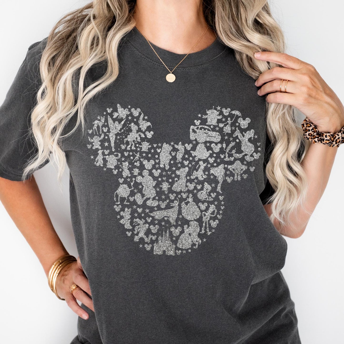 Disney Shirt, Glitter Look Mickey Mouse Silhouette Shirt, Disneyland Shirt, Disneyland Vacation T-Shirt, Family Disney Shirt