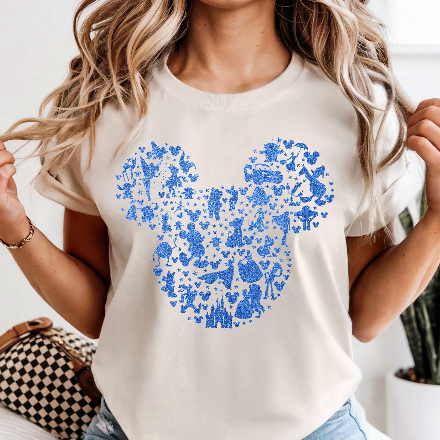 Disney Shirt, Glitter Look Mickey Mouse Silhouette Shirt, Disneyland Shirt, Disneyland Vacation T-Shirt, Family Disney Shirt