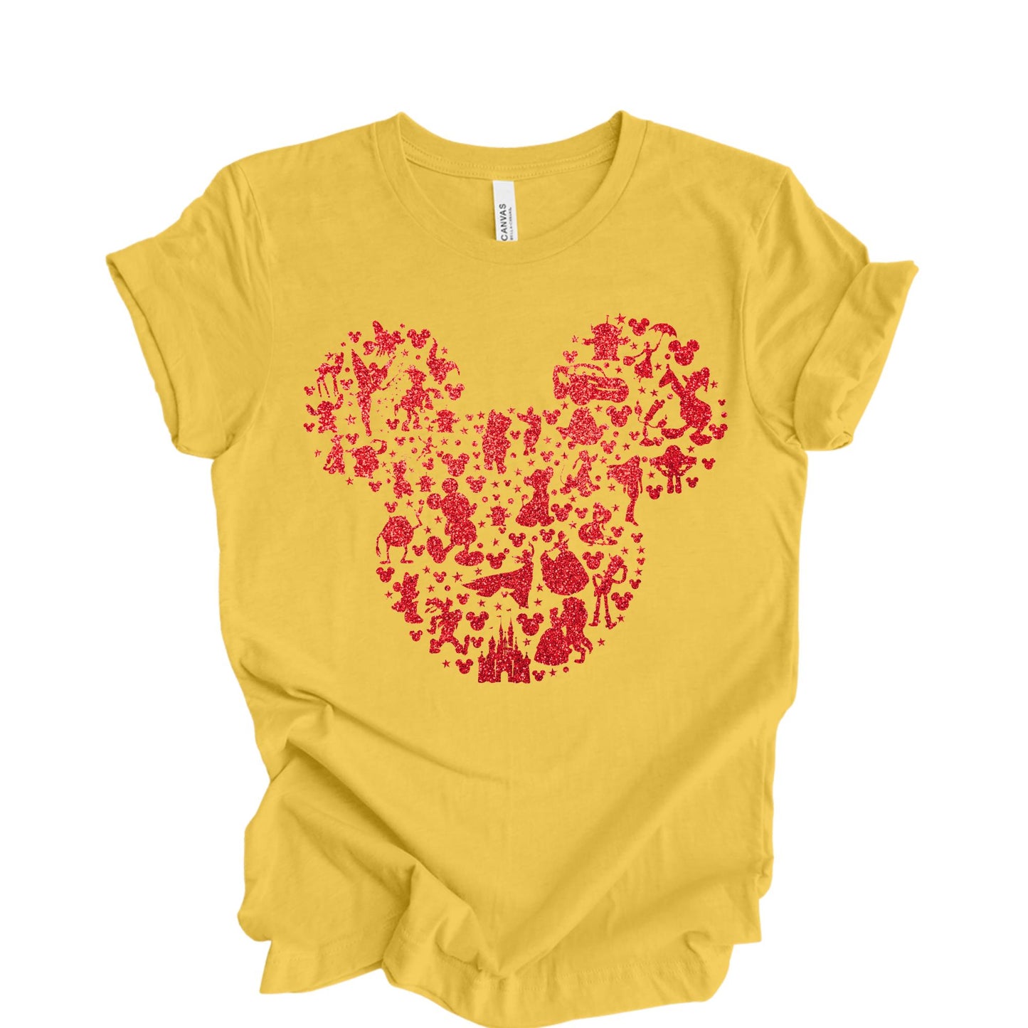 Disney Family Shirt, Disney Shirt for Women, Disneyland Ear Shirt, Disney Mickey Silhouette Shirt, Disney Glitter Look Minnie Shirt