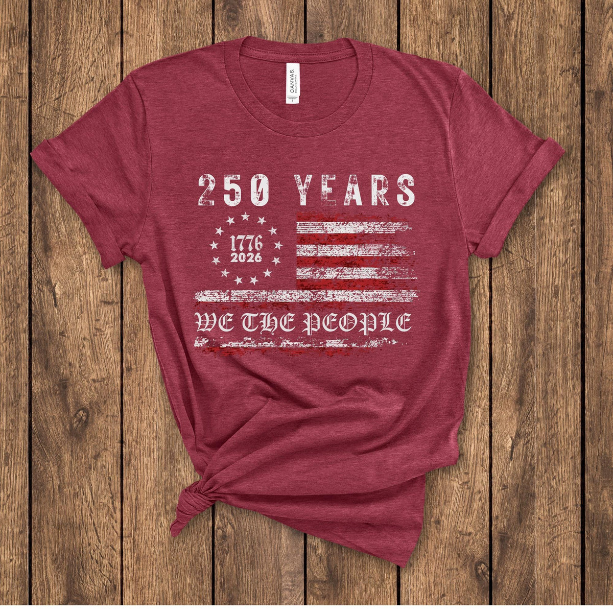 USA 250 Years of Freedom Patriotic Flag T-Shirt