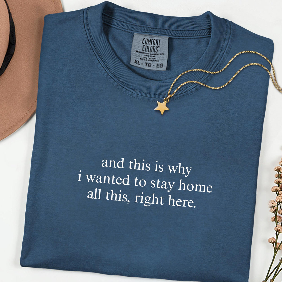 Comfort Colors® Stay Home Energy Tee, Funny Introvert Quote Shirt for Women, Aesthetic Sarcastic Graphic Top