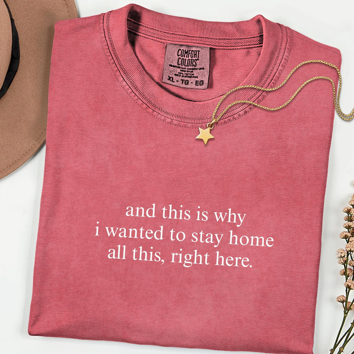 Comfort Colors® Stay Home Energy Tee, Funny Introvert Quote Shirt for Women, Aesthetic Sarcastic Graphic Top