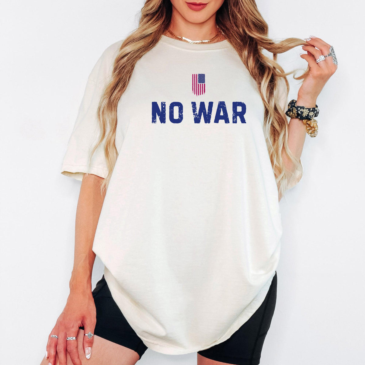 No War USA Flag Comfort Colors® Unisex T-Shirt,Retro Peace Protest Shirt, Activist Rally Tee, Anti War Statement Top