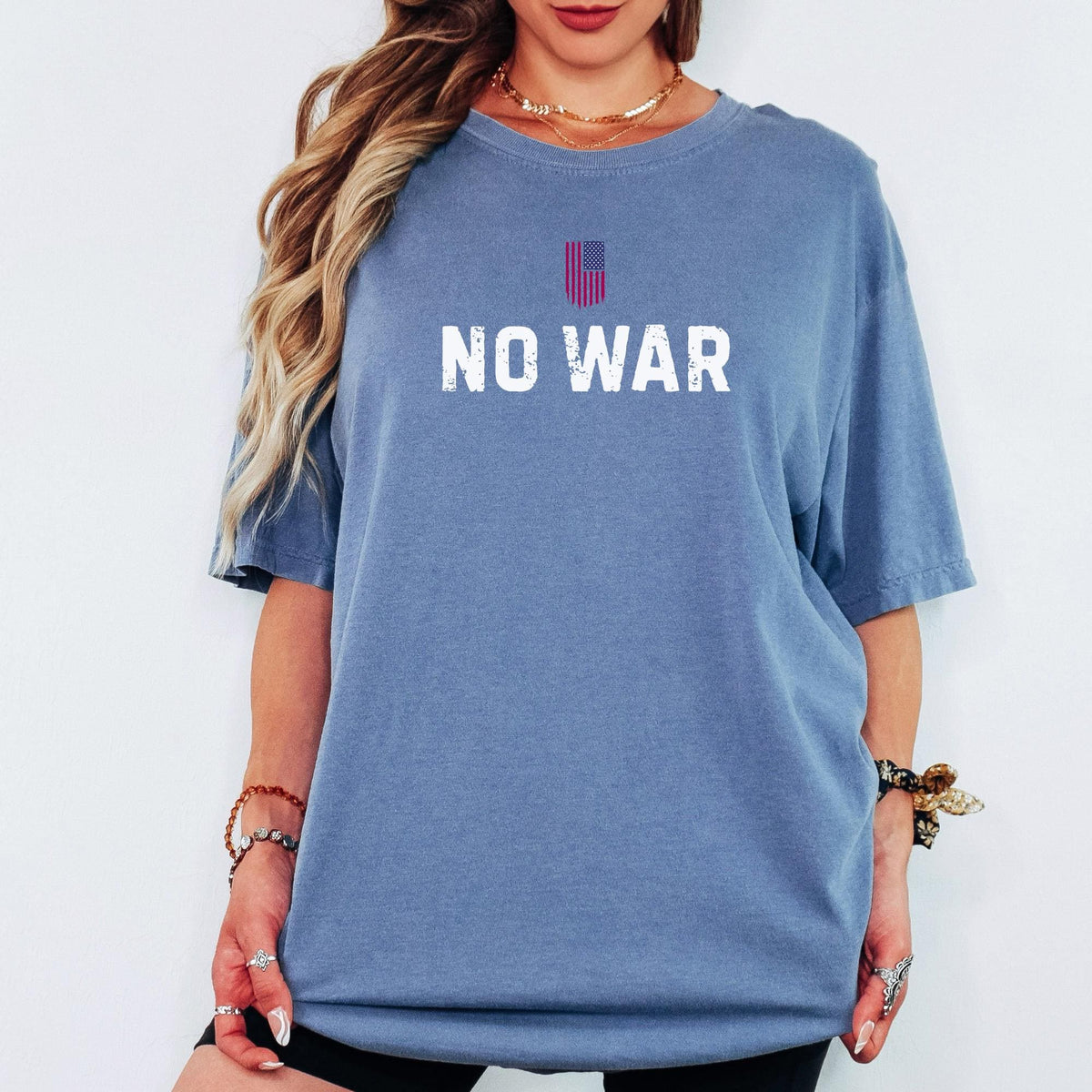 No War USA Flag Comfort Colors® Unisex T-Shirt,Retro Peace Protest Shirt, Activist Rally Tee, Anti War Statement Top