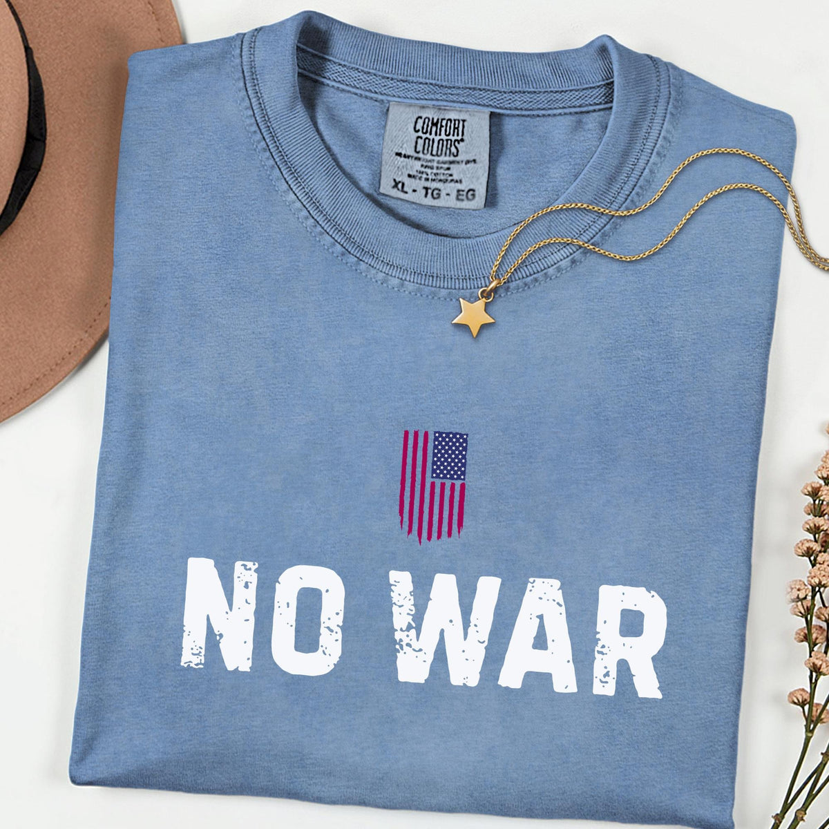 No War USA Flag Comfort Colors® Unisex T-Shirt,Retro Peace Protest Shirt, Activist Rally Tee, Anti War Statement Top