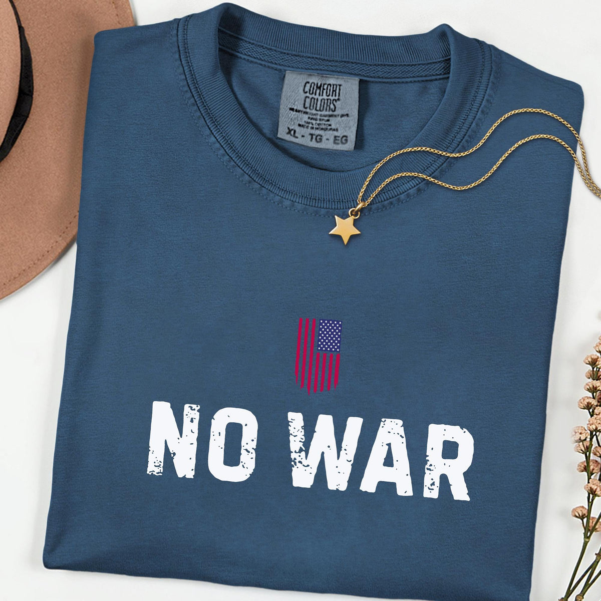 No War USA Flag Comfort Colors® Unisex T-Shirt,Retro Peace Protest Shirt, Activist Rally Tee, Anti War Statement Top
