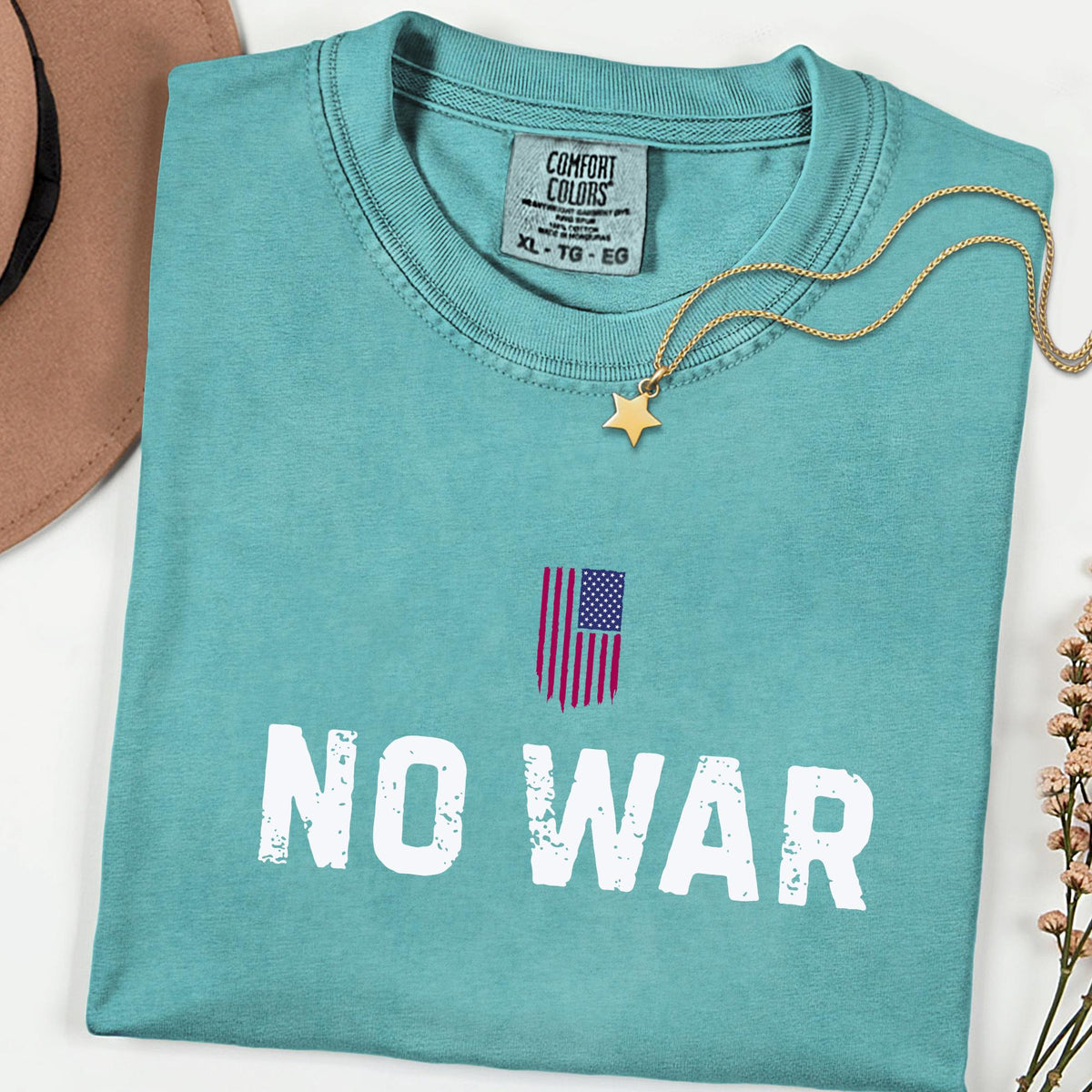 No War USA Flag Comfort Colors® Unisex T-Shirt,Retro Peace Protest Shirt, Activist Rally Tee, Anti War Statement Top