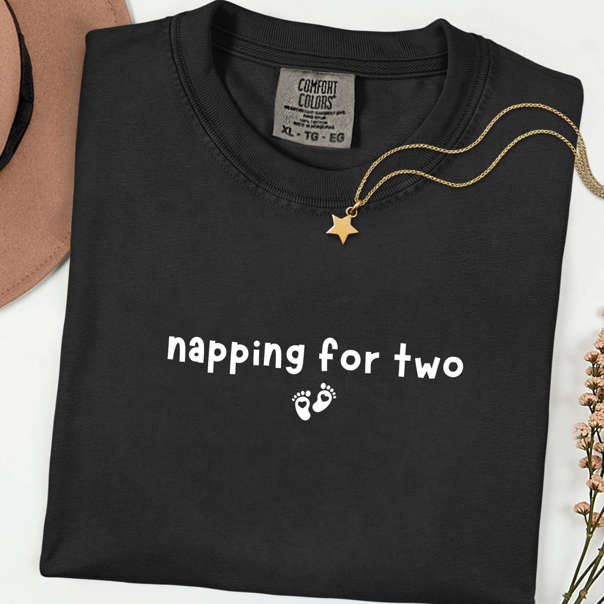 Comfort Colors® Napping for Two Tee, Cute Pregnancy Reveal Shirt, Soft Maternity Top, Baby Shower Present for Expecting Mama