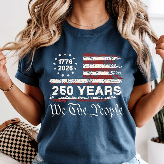 Comfort Colors® America 250 Shirt – 1776–2026 USA 250th Anniversary Vintage Patriotic Flag Tee