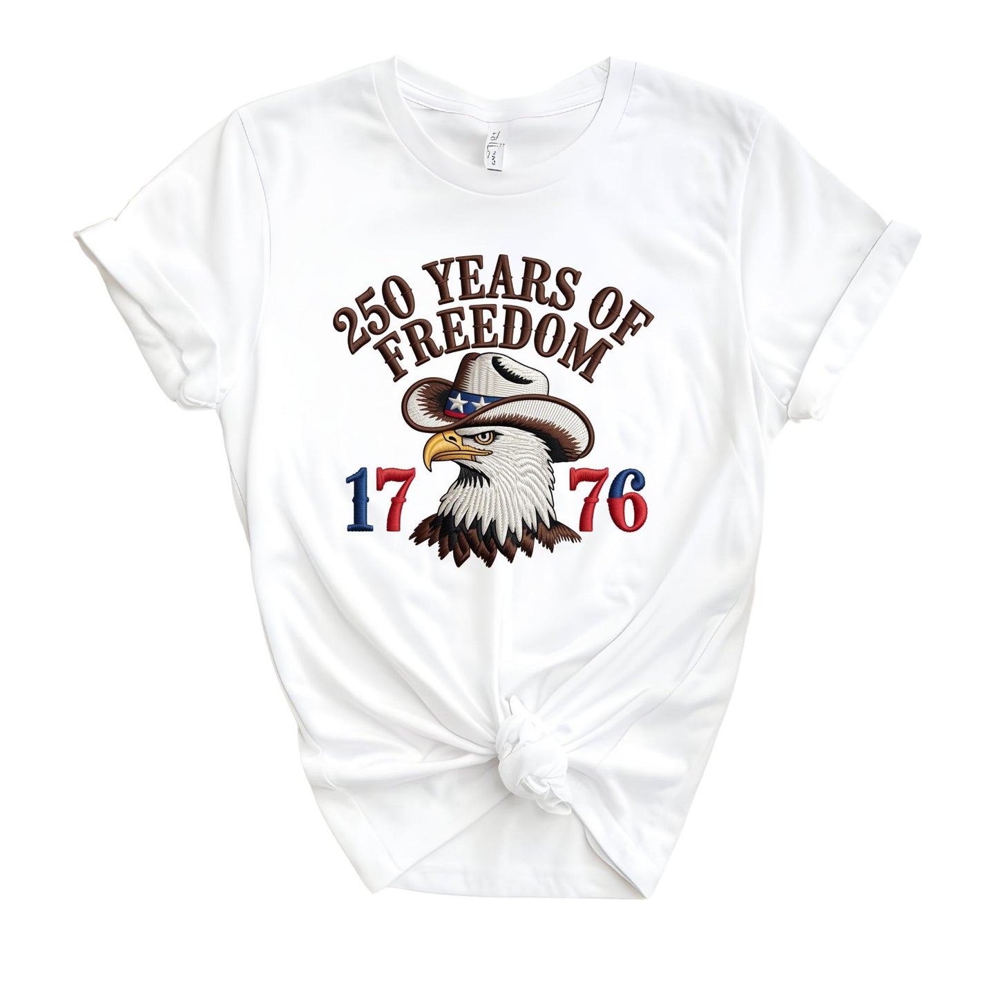 250 Years of Freedom 1776 Shirt,  Embroidery-Look Print USA Shirts, American Patriotic Tee 4th of July Gift