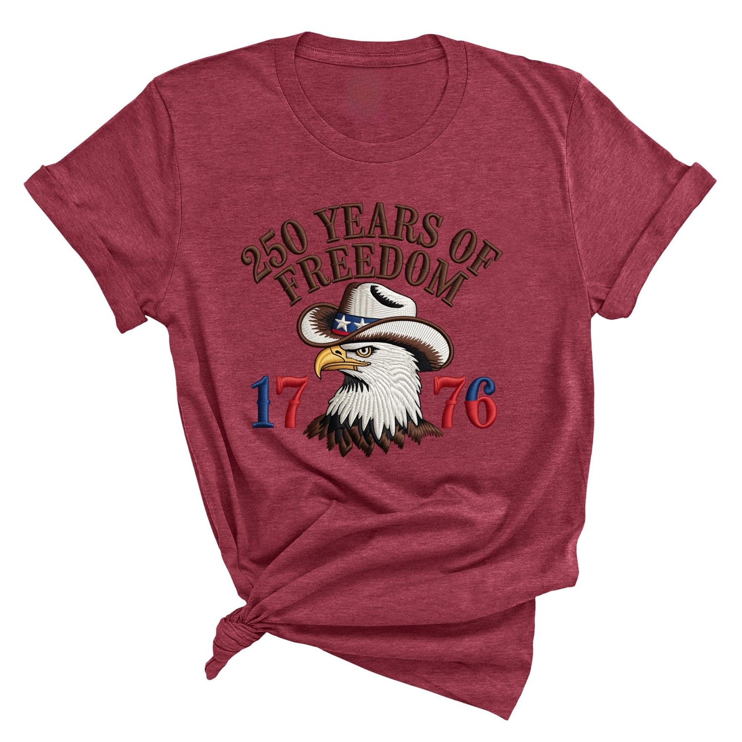 250 Years of Freedom 1776 Shirt,  Embroidery-Look Print USA Shirts, American Patriotic Tee 4th of July Gift