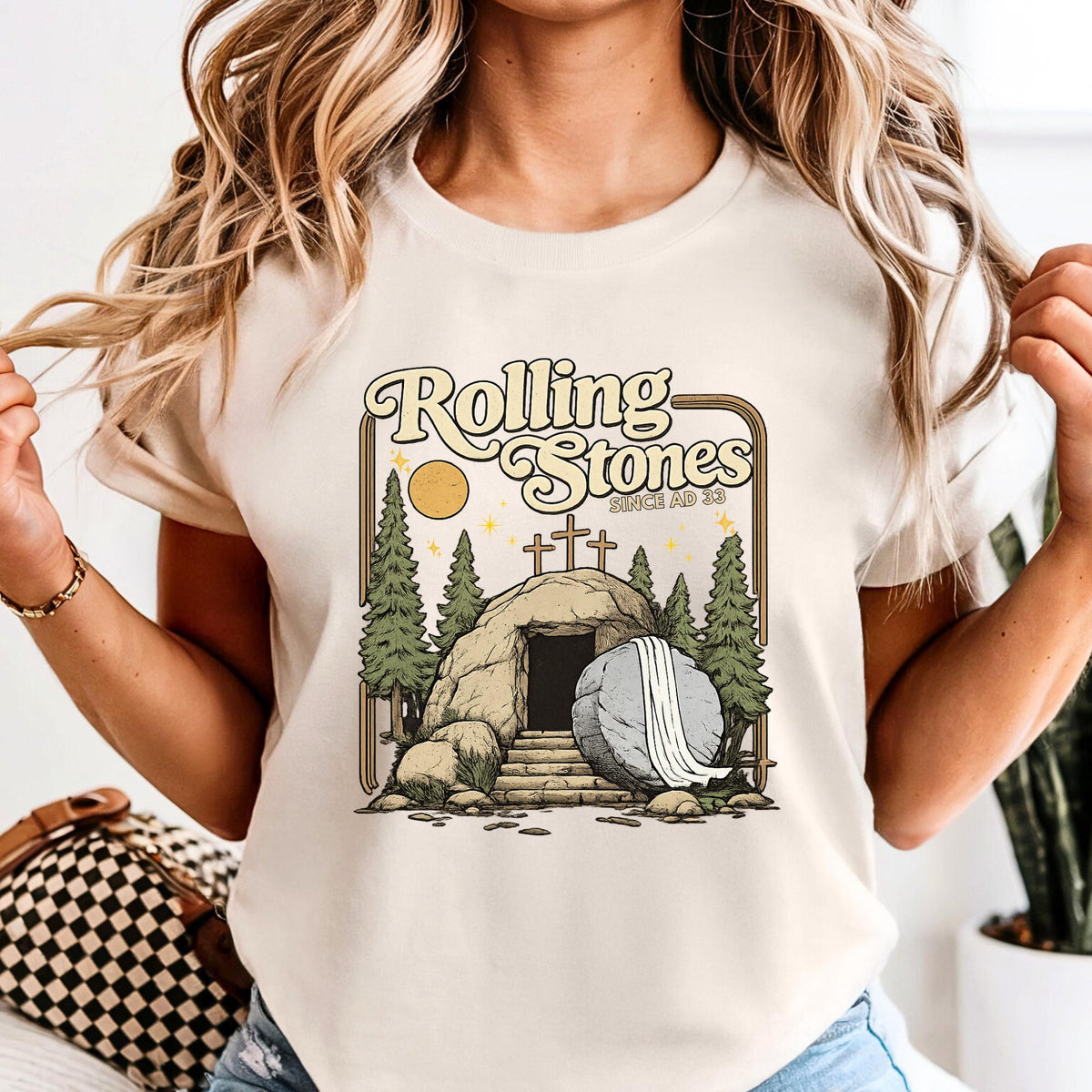 Rolling Stones T-Shirt, Comfort Colors Easter Shirts, Jesus Apparel, Christian Shirt For Woman