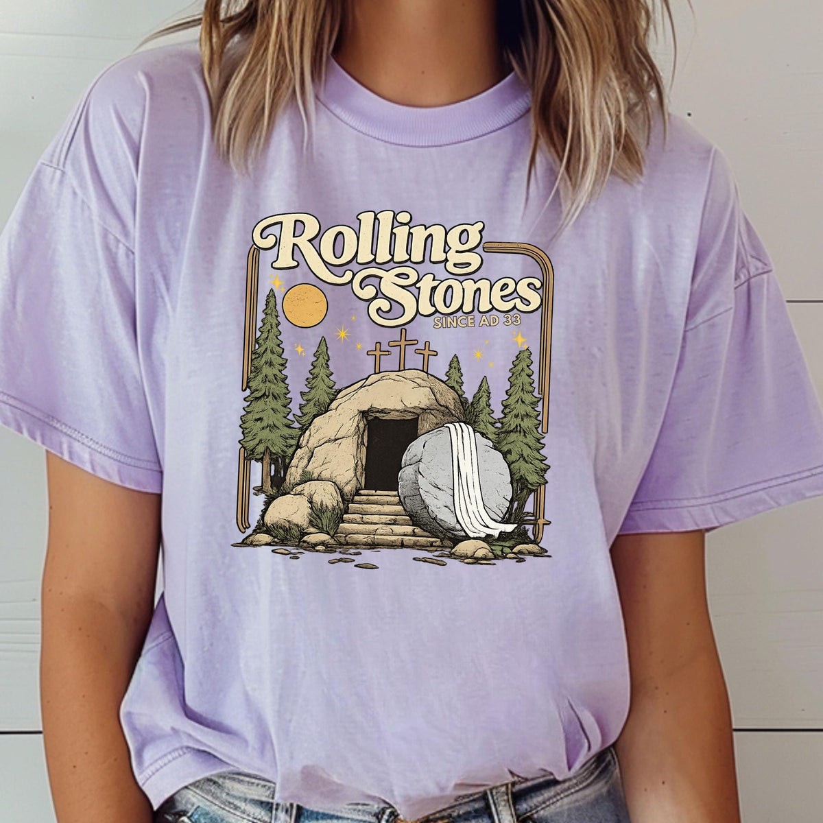 Rolling Stones T-Shirt, Comfort Colors Easter Shirts, Jesus Apparel, Christian Shirt For Woman
