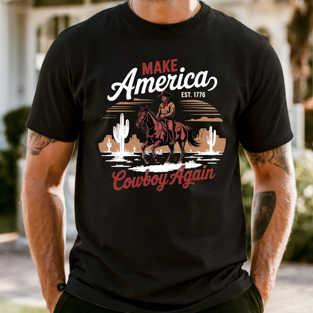 Make America Cowboy Again Western 4th of July T-Shirt