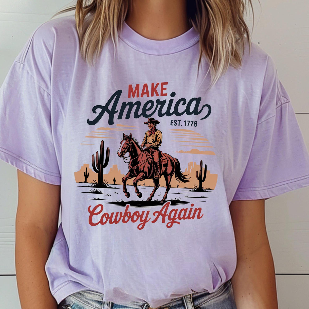 Make America Cowboy Again Western 4th of July T-Shirt