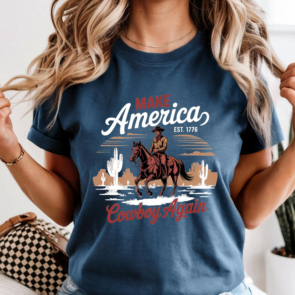 Make America Cowboy Again Western 4th of July T-Shirt