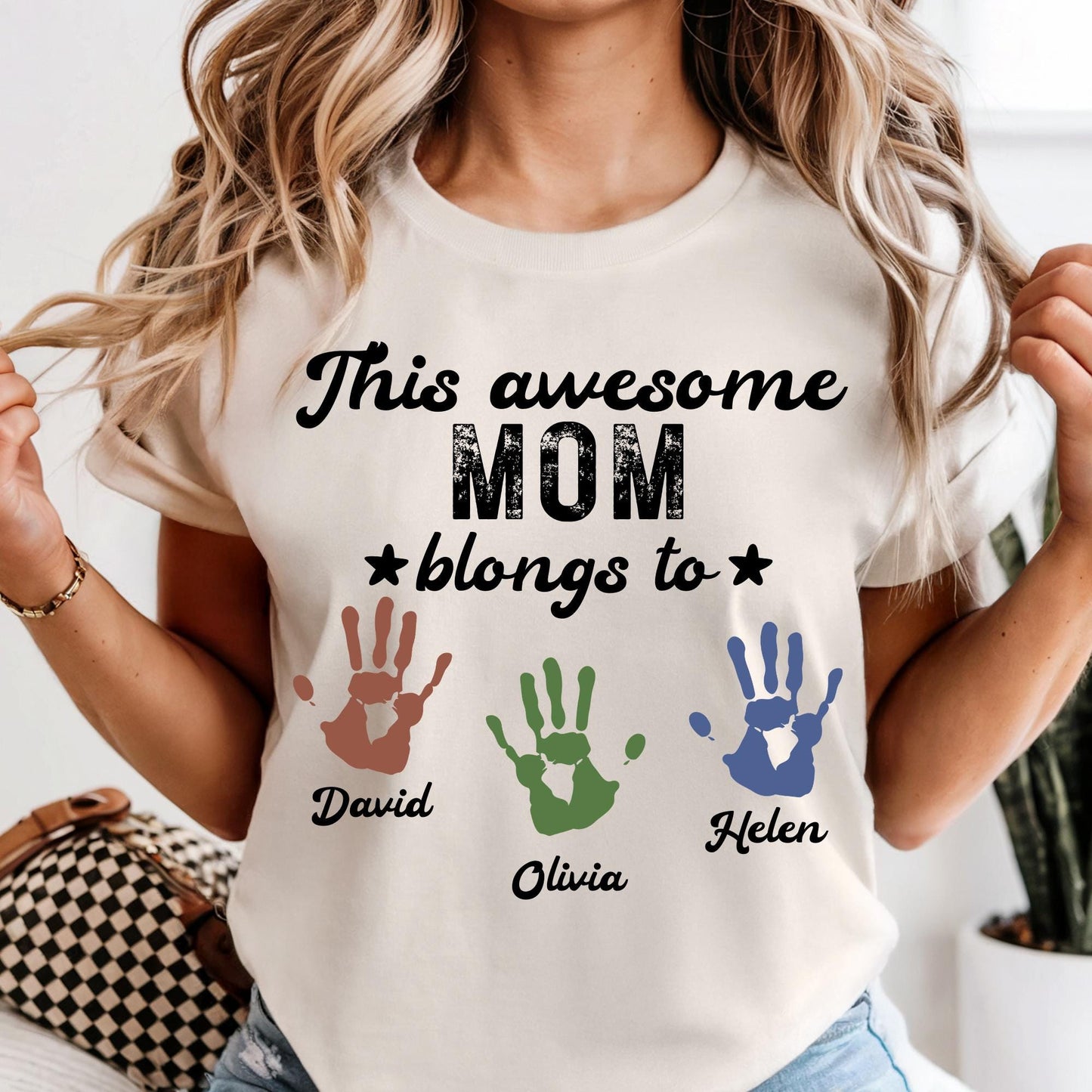 Personalized Mom | Gigi Shirt With Kids Names, This Awesome Mom | Gigi Belongs To Custom Names Tee, Mothers Day Gift, Gigi Tee