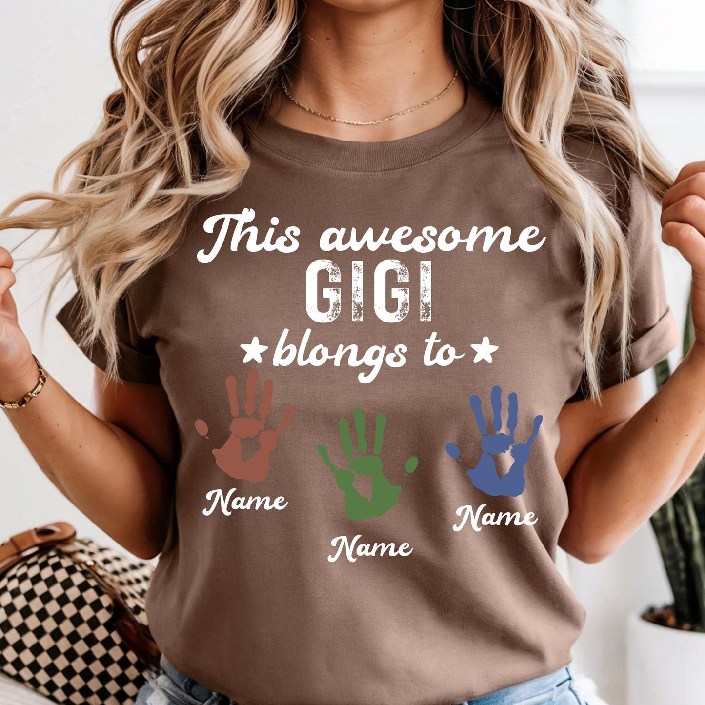 Personalized Mom | Gigi Shirt With Kids Names, This Awesome Mom | Gigi Belongs To Custom Names Tee, Mothers Day Gift, Gigi Tee