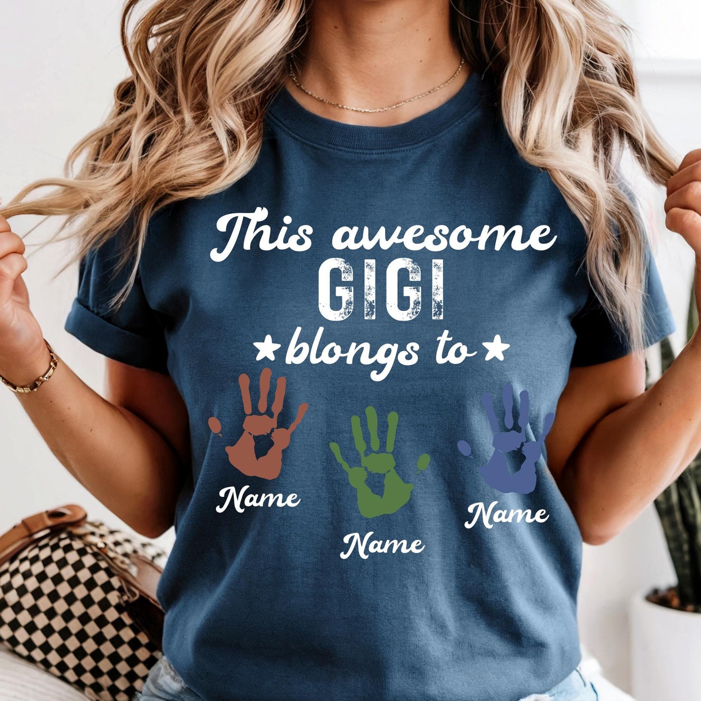 Personalized Mom | Gigi Shirt With Kids Names, This Awesome Mom | Gigi Belongs To Custom Names Tee, Mothers Day Gift, Gigi Tee