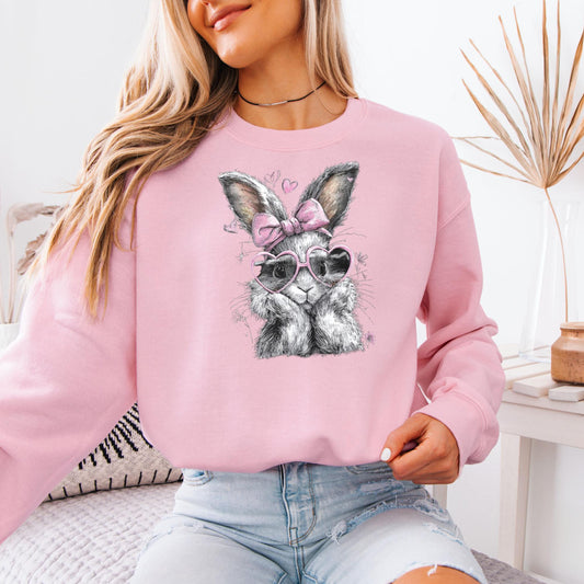 Retro Easter Bunny Sweatshirt, Cute Rabbit Graphic Sweater, Trendy Spring Holiday Pullover, Cozy Easter Day Gift for Women