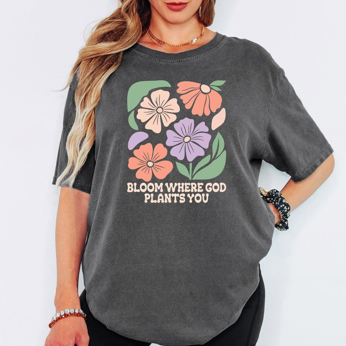 Comfort Colors® Bloom Where God Plants You Shirt, Christian Floral Faith Tee, Inspirational Scripture T-Shirt, Encouragement Gift
