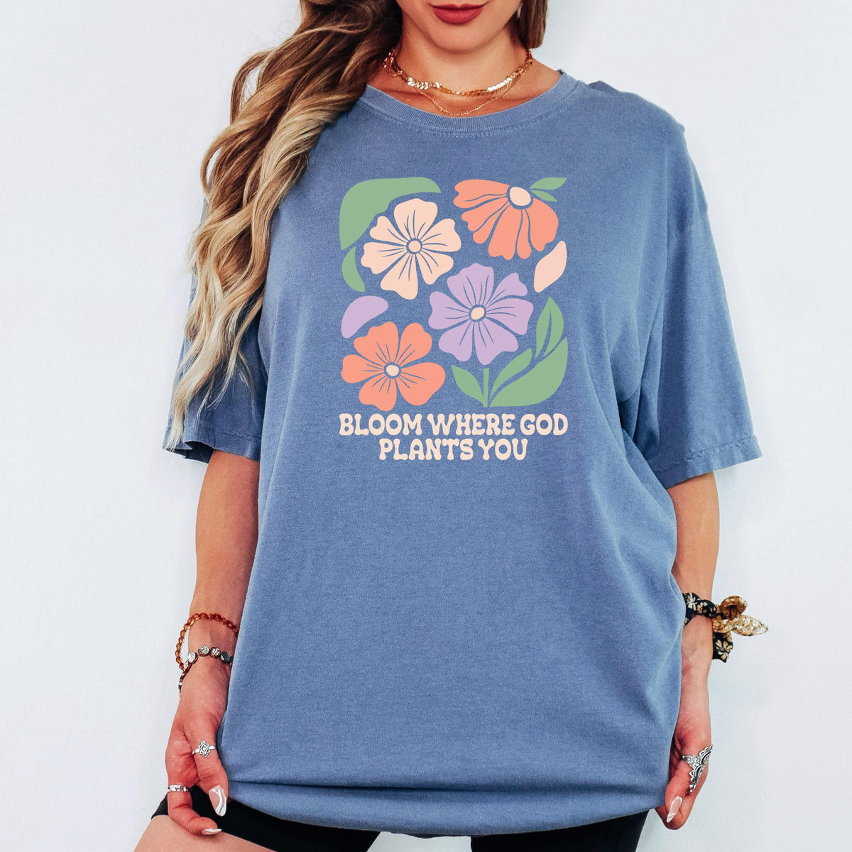 Comfort Colors® Bloom Where God Plants You Shirt, Christian Floral Faith Tee, Inspirational Scripture T-Shirt, Encouragement Gift