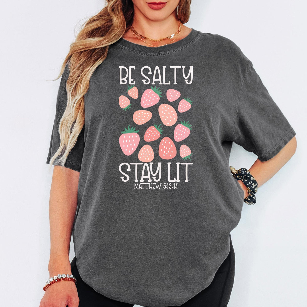 Be Salty Stay Lit Christian Shirt, Matthew 5 13 14 Bible Verse Tee, Comfort Colors® Faith Graphic Top, Religious Gift Idea