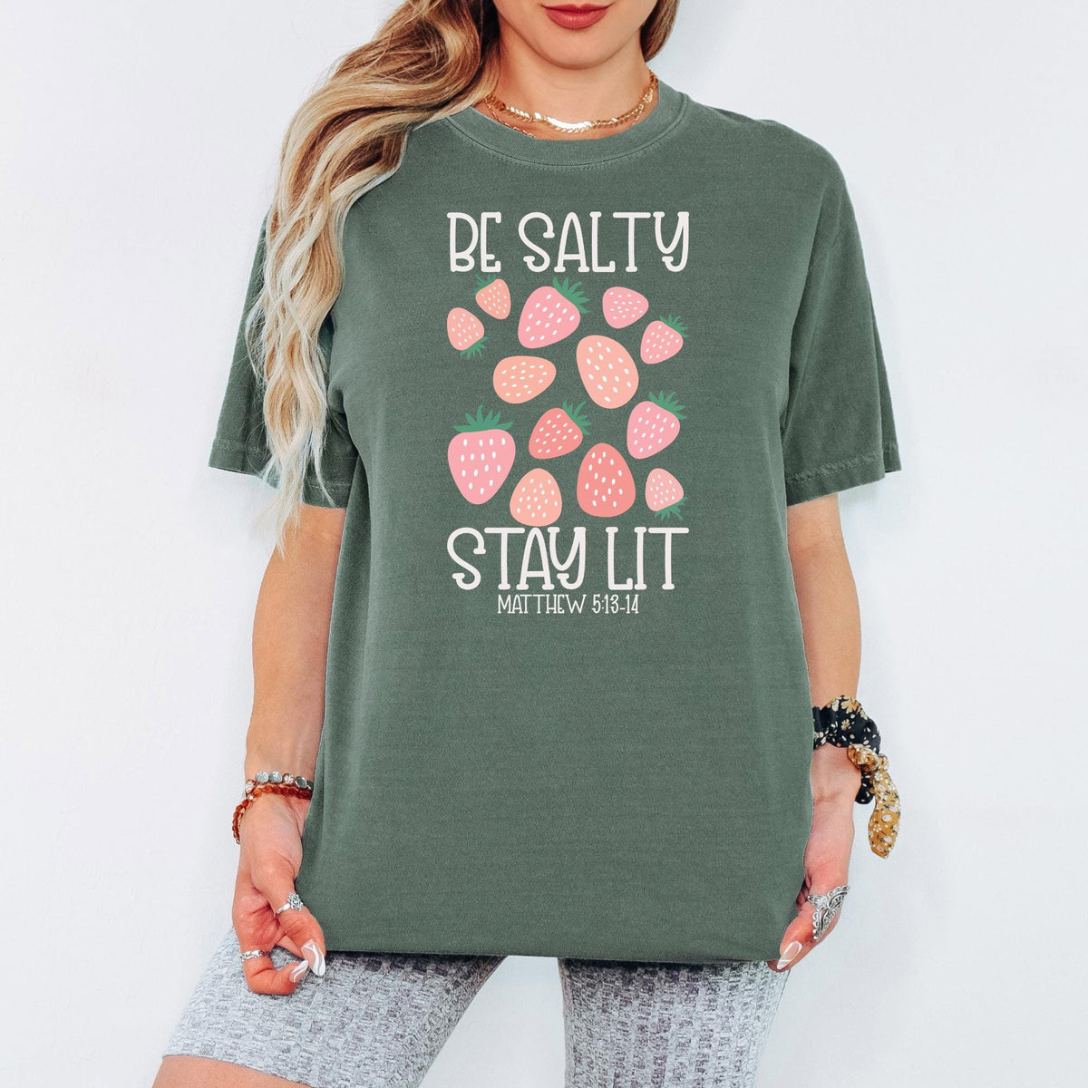 Be Salty Stay Lit Christian Shirt, Matthew 5 13 14 Bible Verse Tee, Comfort Colors® Faith Graphic Top, Religious Gift Idea