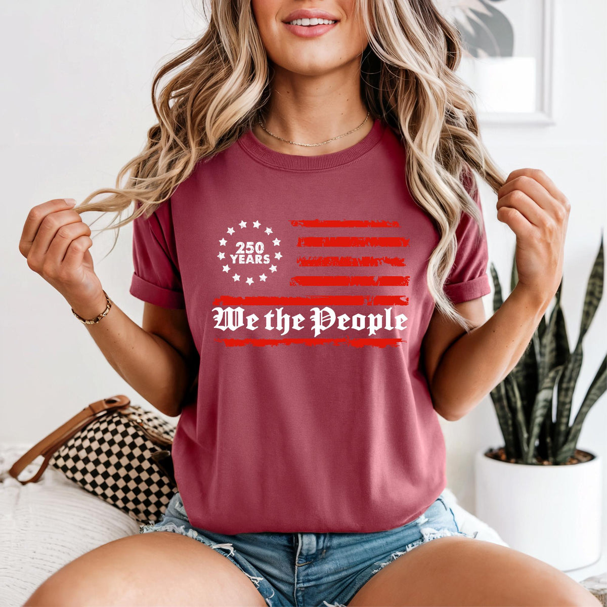 We The People 250 Years Patriotic Comfort Color®  T Shirt, Vintage USA Flag Unisex Tee, Constitutional Freedom Shirt