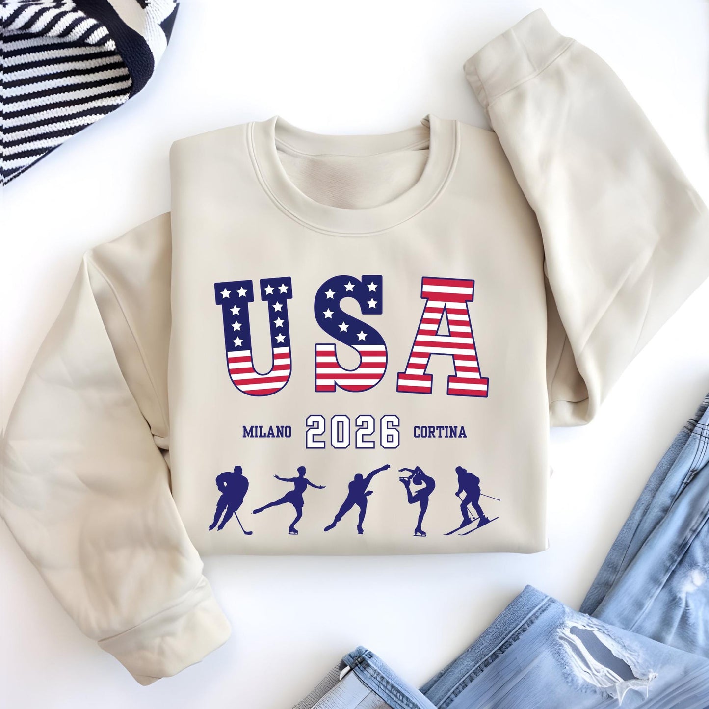 USA Milano Cortina 2026 Sweatshirt, Personalized Family Name Shirt, USA Support Hoodie