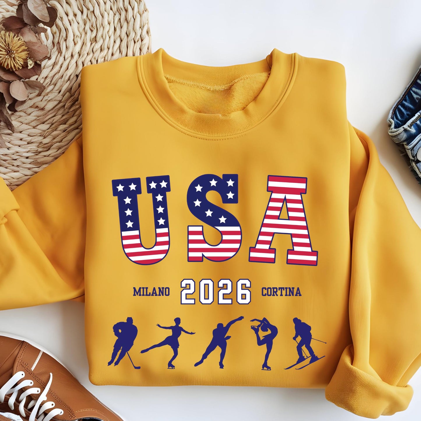 USA Milano Cortina 2026 Sweatshirt, Personalized Family Name Shirt, USA Support Hoodie